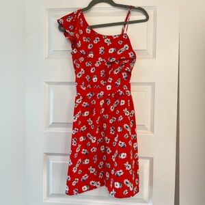 Xhilaration One Shoulder Red Floral Dress